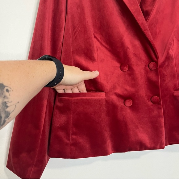 Lauren Conrad XL Double Breasted Notch Collar Faux Suede Blazer Career Workwear - Picture 5 of 7